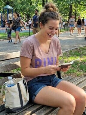 PINK Victoria's Secret Mauve V-Neck Tee with Purple Logo
